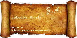 Zabolai Arnó névjegykártya